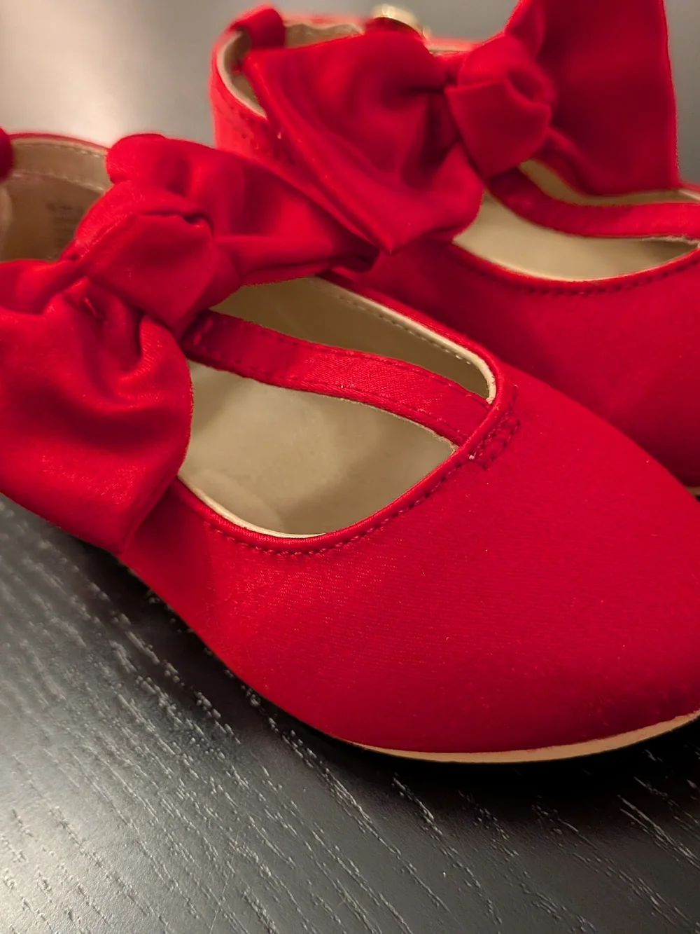 Janie and Jack Girls Red Bow T-Strap Dress Shoes